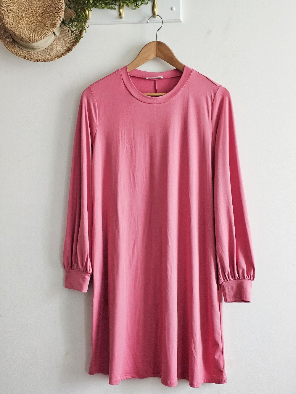 You & Me Pink Long Sleeve Swing Dress Pockets Women’s Size M